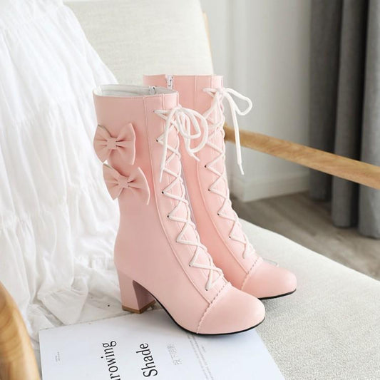 Bottes à lacets Sweet Lolita avec nœuds