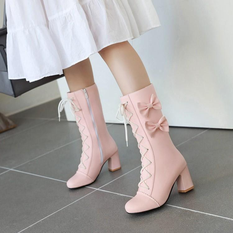 Bottes à lacets Sweet Lolita avec nœuds