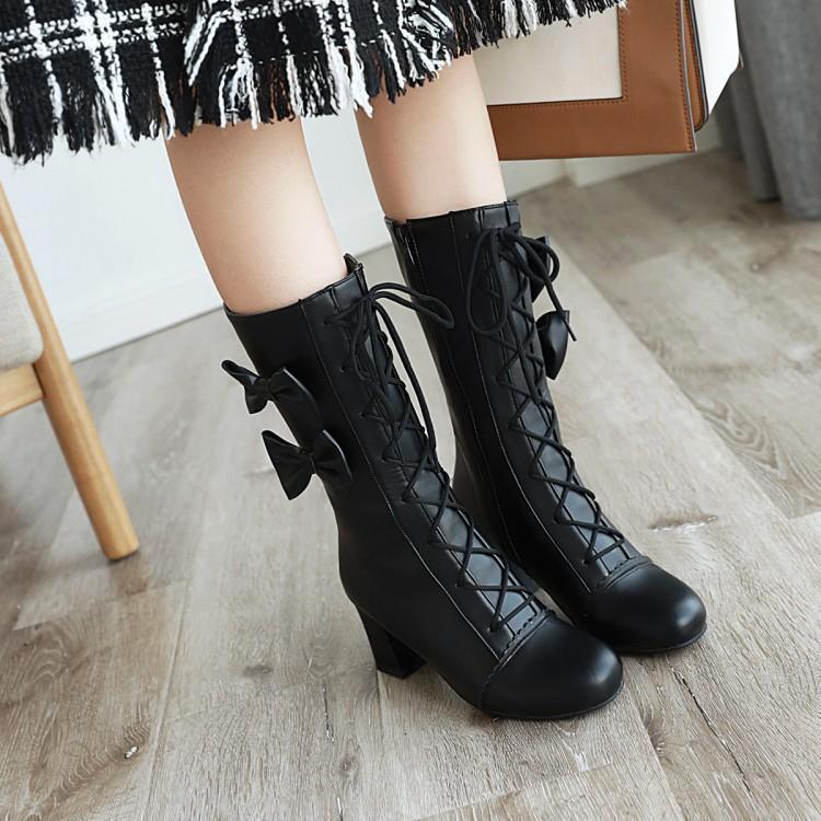Bottes à lacets Sweet Lolita avec nœuds