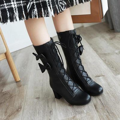 Bottes à lacets Sweet Lolita avec nœuds