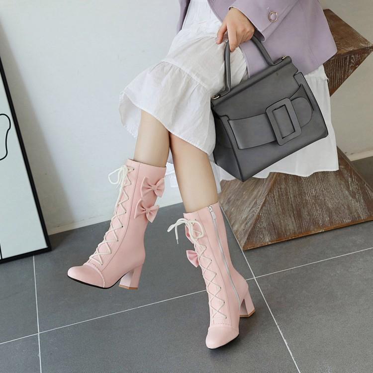 Bottes à lacets Sweet Lolita avec nœuds