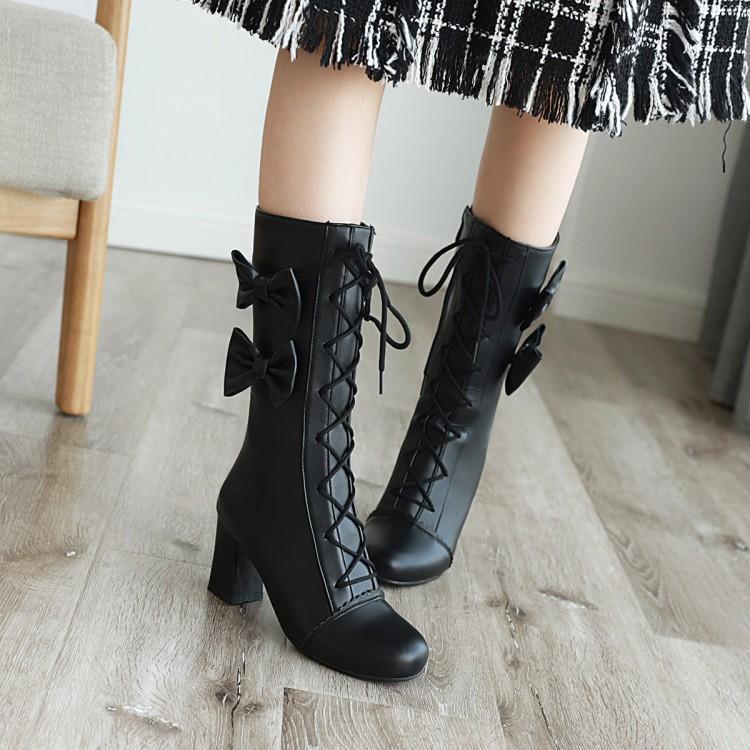 Bottes à lacets Sweet Lolita avec nœuds