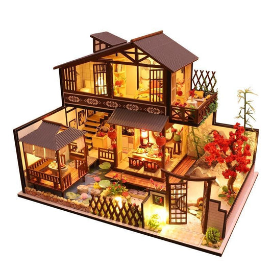 Kit de maison de poupée japonaise à deux étages