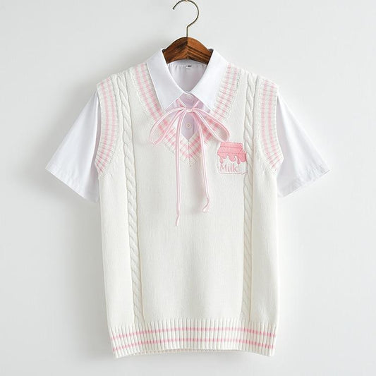 Gilet brodé au lait de fraise