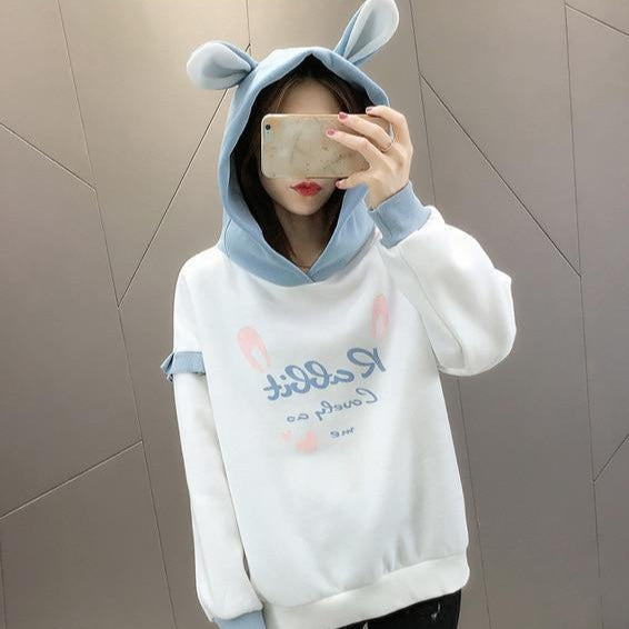Sudadera con capucha de conejo