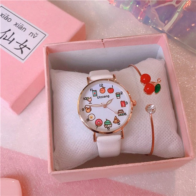 Montre gourmande et bracelet cerise