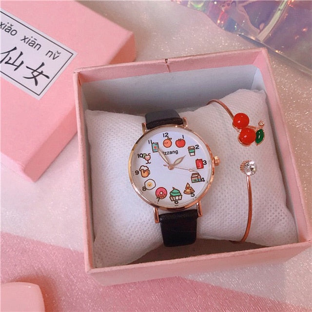 Montre gourmande et bracelet cerise