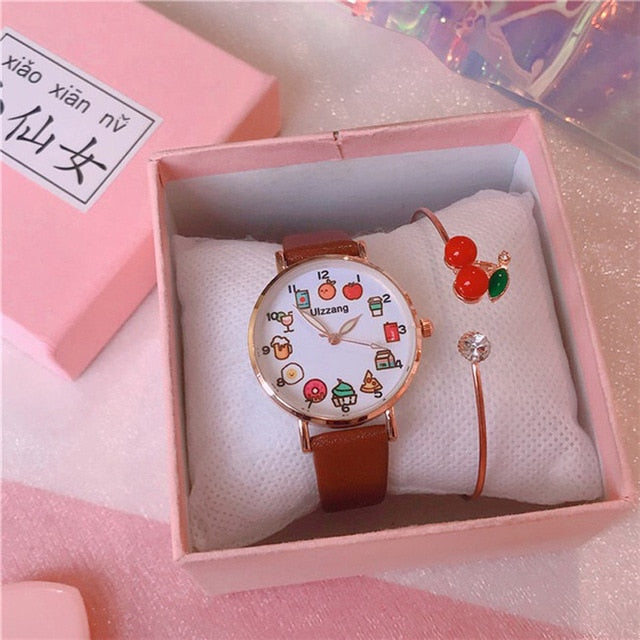 Montre gourmande et bracelet cerise