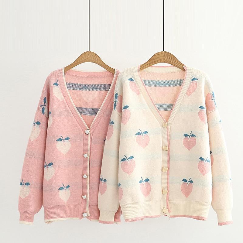 Peach Print Cardigan