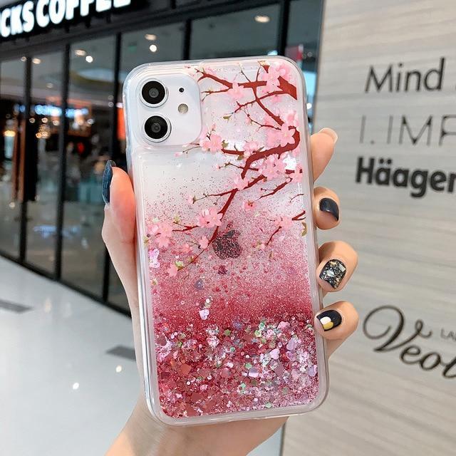 Coque de téléphone à paillettes Cherry Blossom