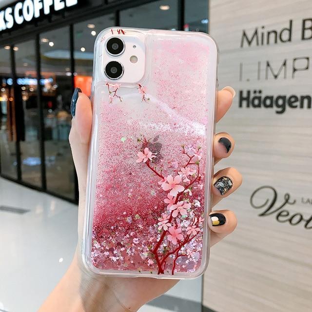 Coque de téléphone à paillettes Cherry Blossom