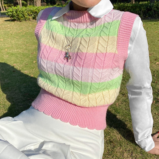 Gilet pull arc-en-ciel pastel