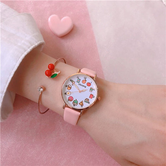 Montre gourmande et bracelet cerise
