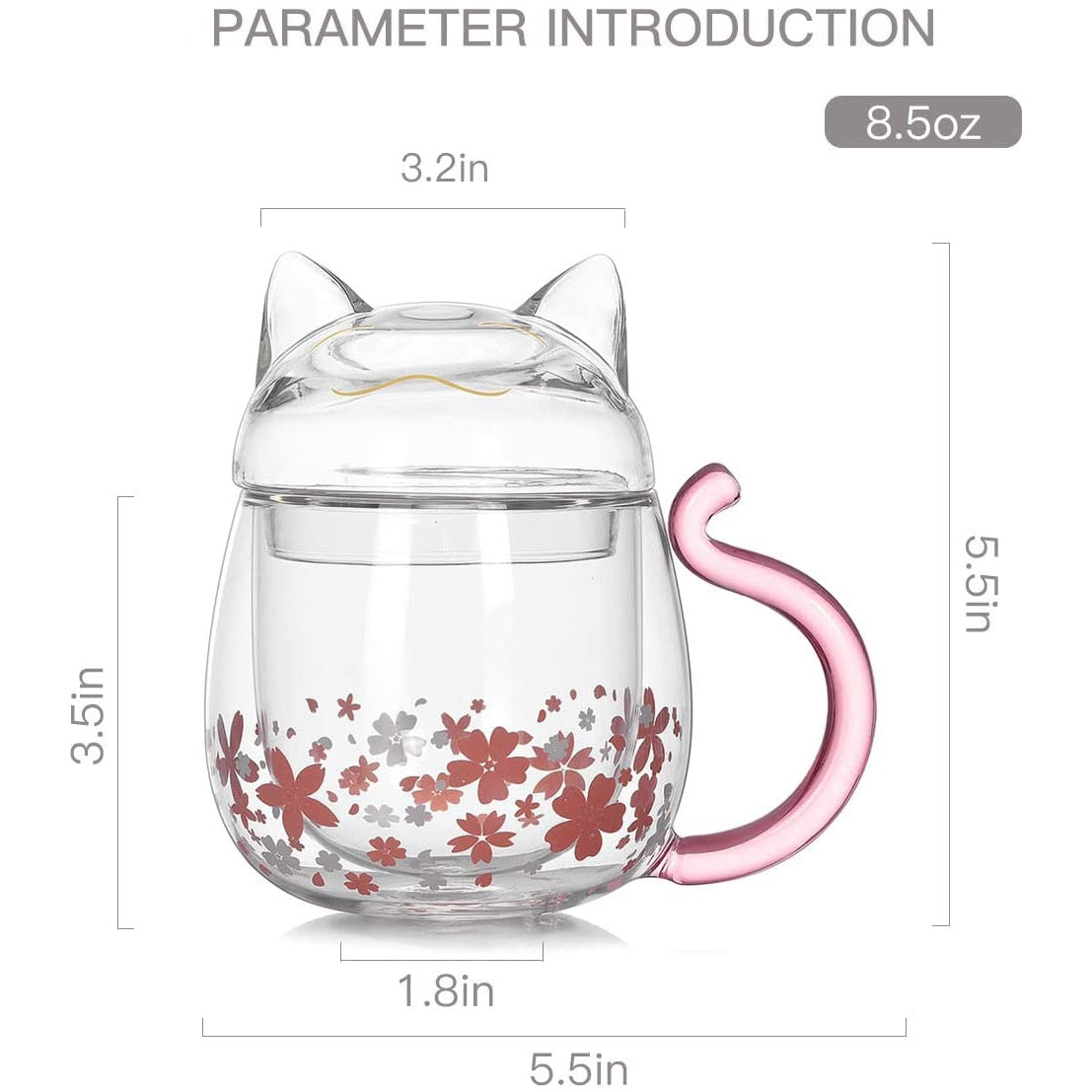 Tasse en verre Sakura Cat