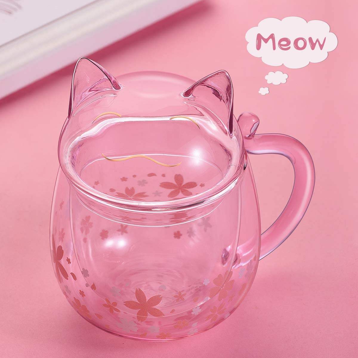 Tasse en verre Sakura Cat