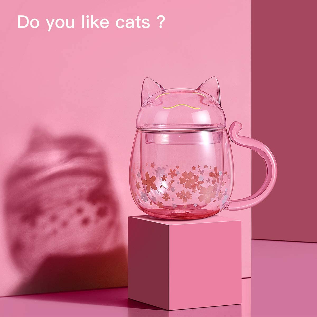 Tasse en verre Sakura Cat