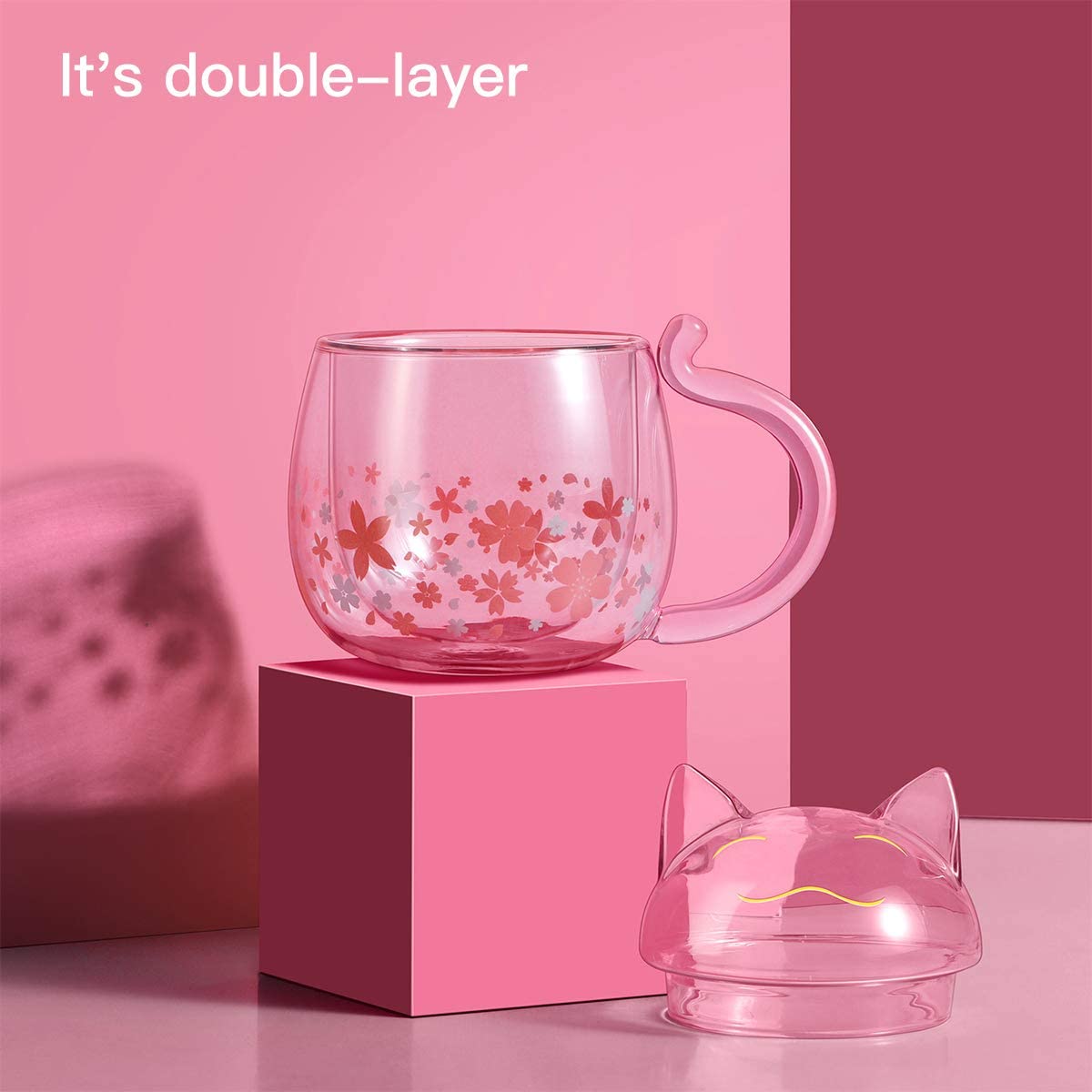 Tasse en verre Sakura Cat