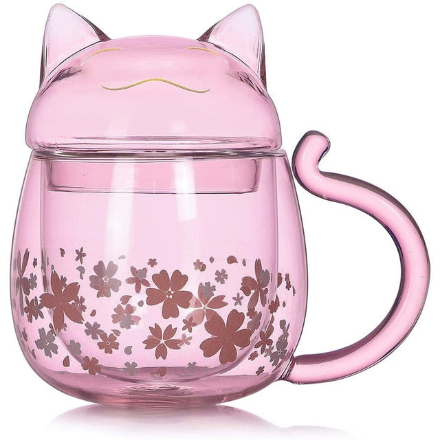 Tasse en verre Sakura Cat