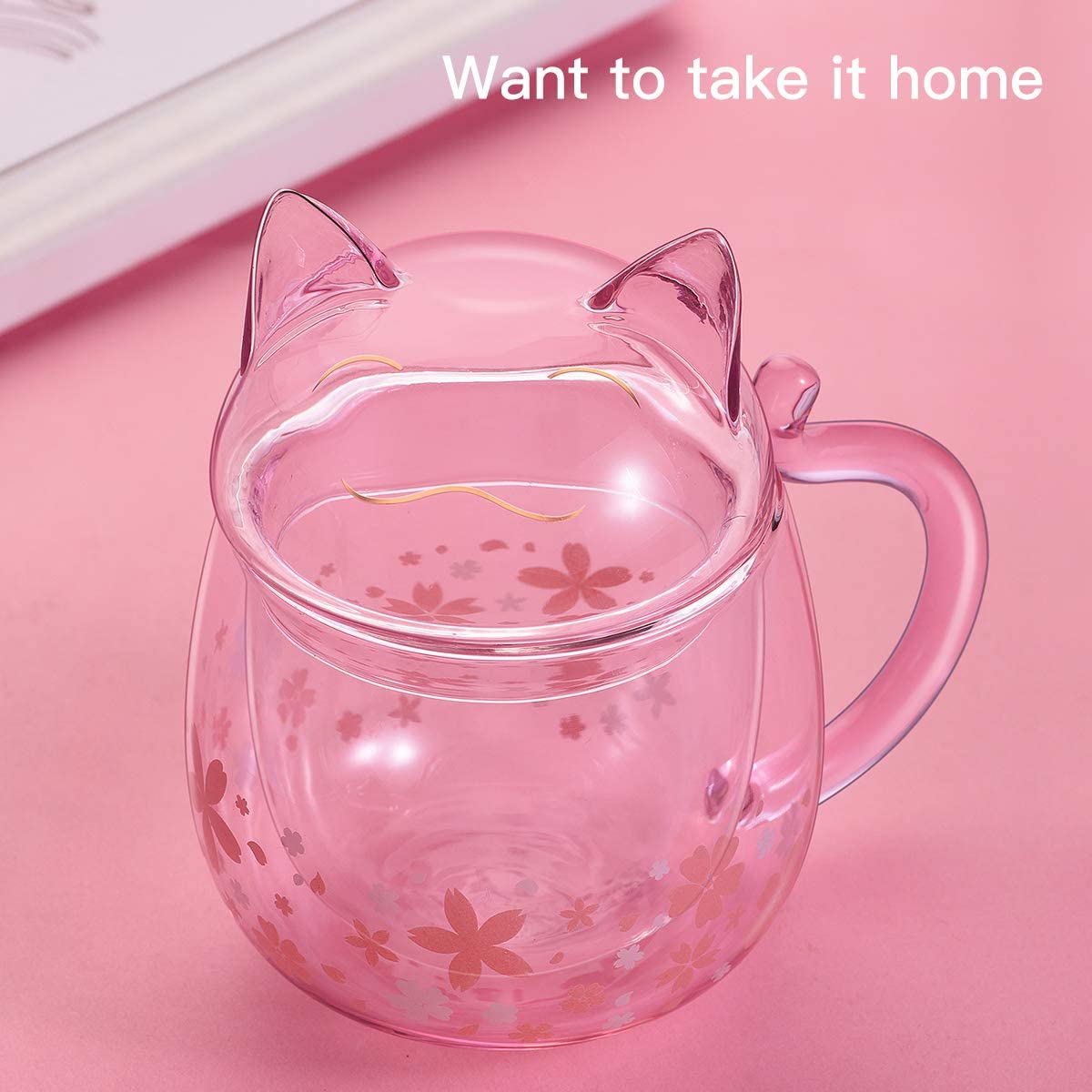 Tasse en verre Sakura Cat