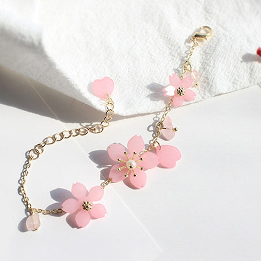 Bracelet en cristal de fleur de cerisier rose