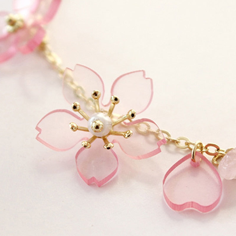 Bracelet en cristal de fleur de cerisier rose