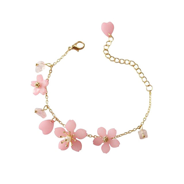 Bracelet en cristal de fleur de cerisier rose