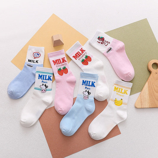 Chaussettes Kawaii Fruits et Lait
