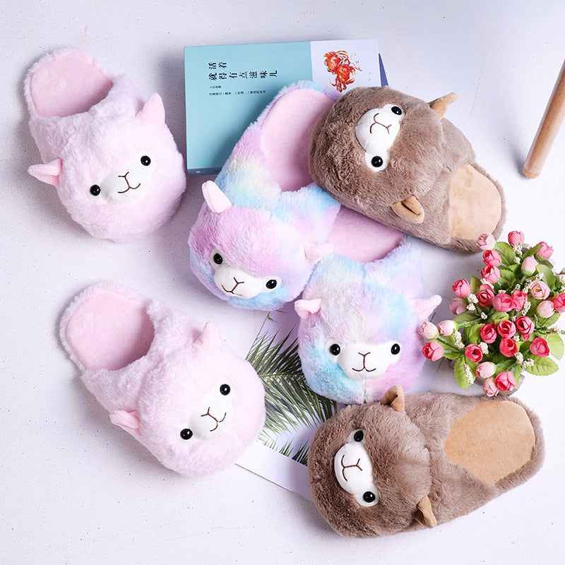 Chaussons en peluche d'alpaga