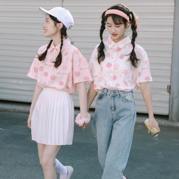 Peach Print Blouses