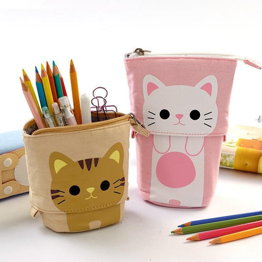 Trousse à crayons avec fermeture éclair en forme de chat