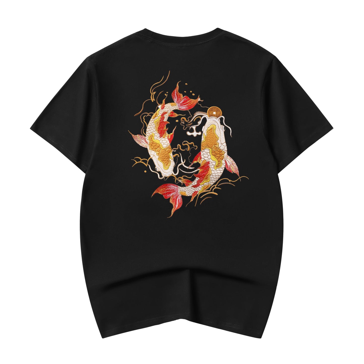 T-shirt brodé poisson koï doré KH852