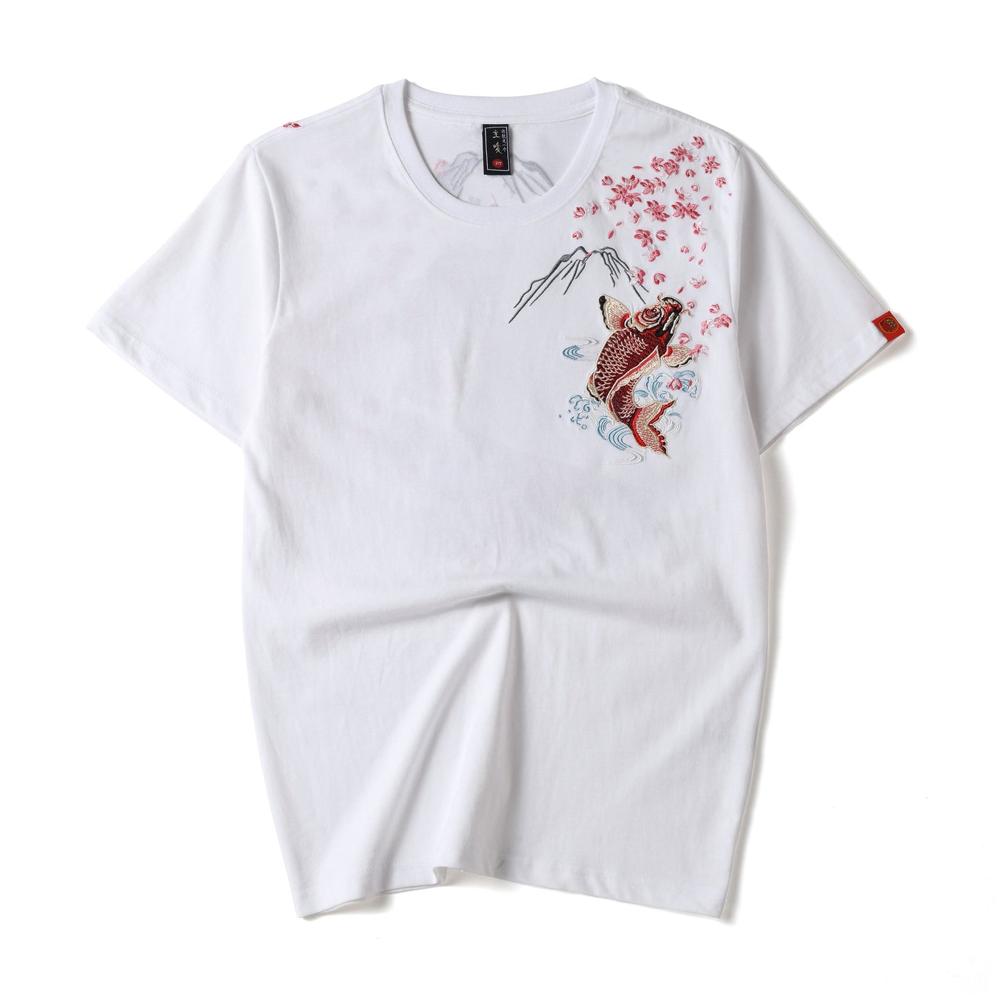 Red Koi Fish Embroidered Tee