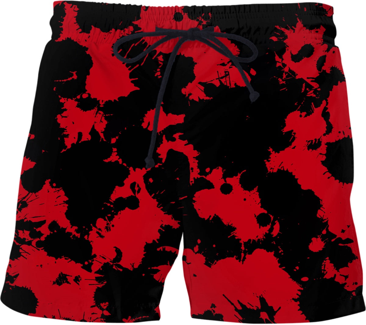 Red & Black Paint Splatter Swim Shorts