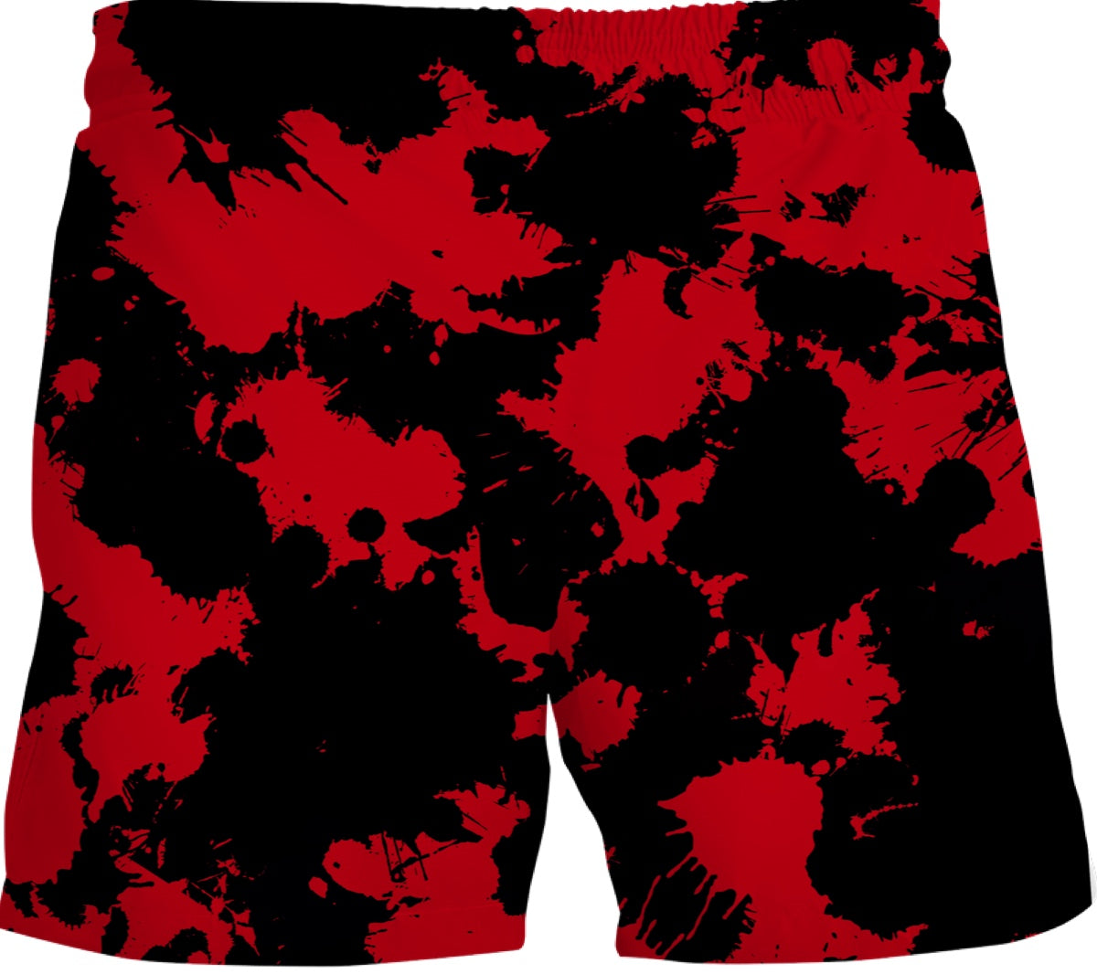 Red & Black Paint Splatter Swim Shorts