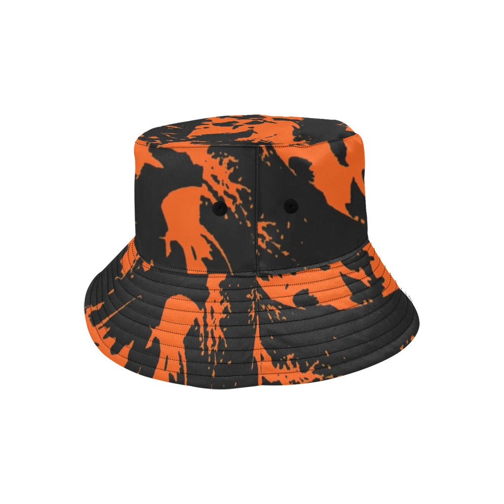 Black and Orange Spooky Paint Splatter Graffiti Bucket Hat