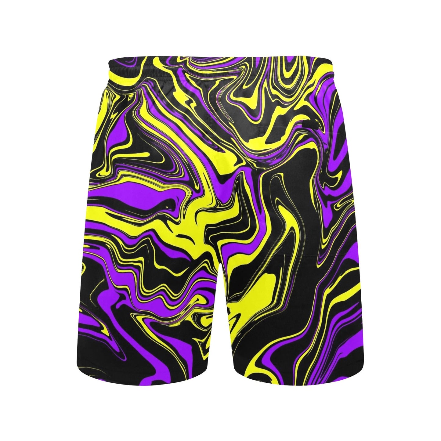 Purple Yellow & Black Psychedelic Melt Swim Shorts