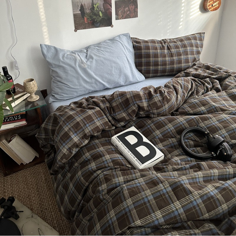 Preppy Plaid Brown Bedding Set