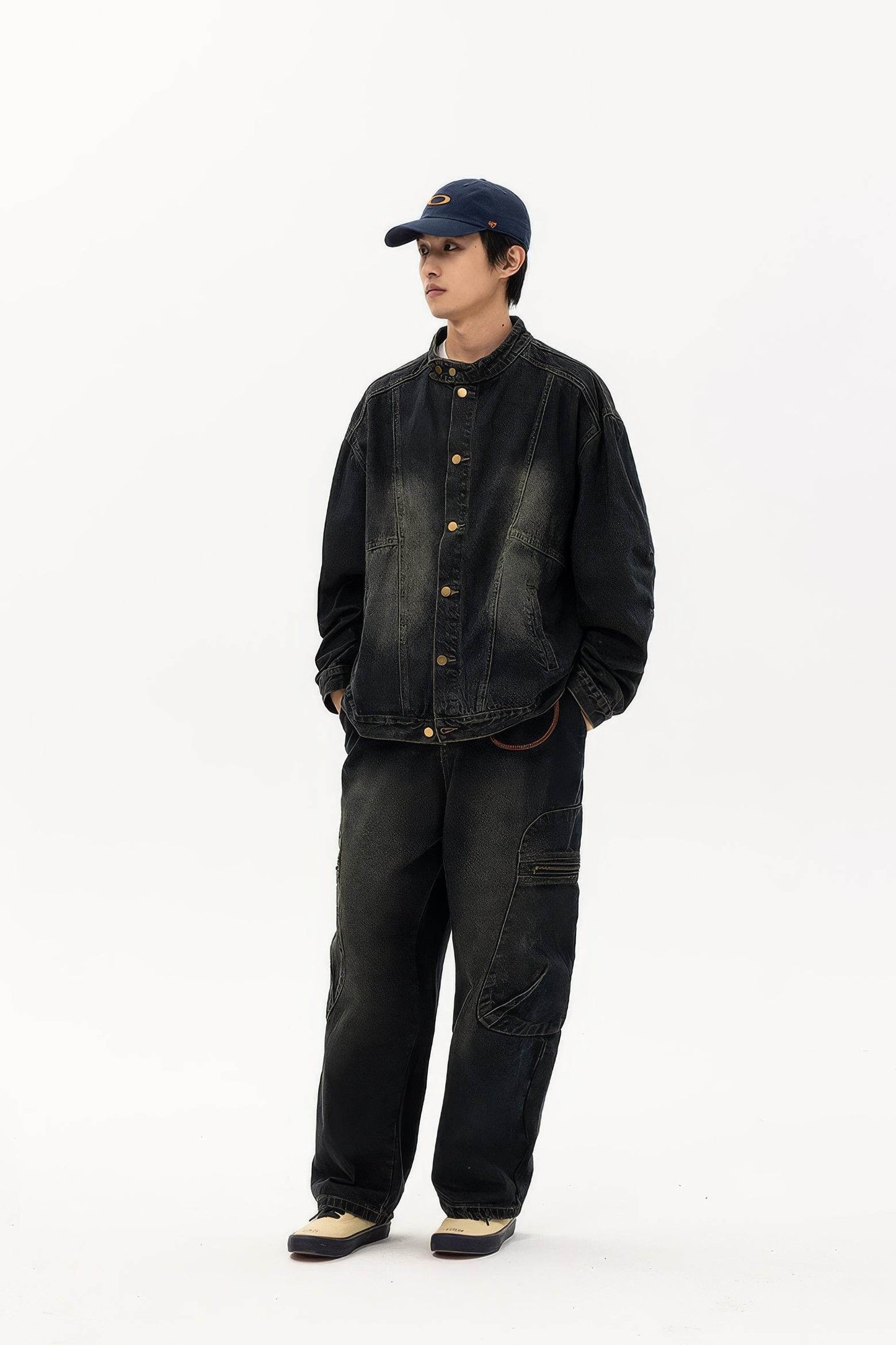 Fall_Winter Unisex Vintage Denim Jacket – Loose Fit, Washed & Distressed