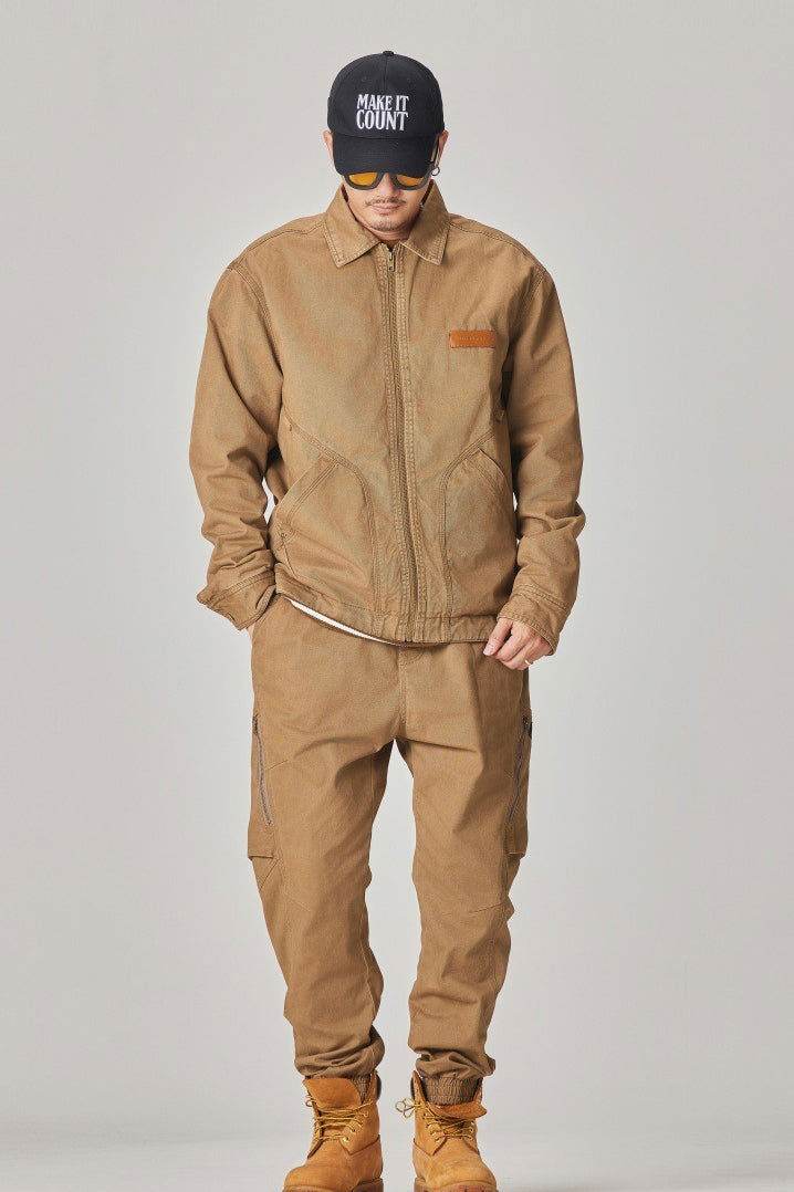 Winter Detroit Heavy Quilted Work Jacket for Men – Loose Fit, Cotton Lined