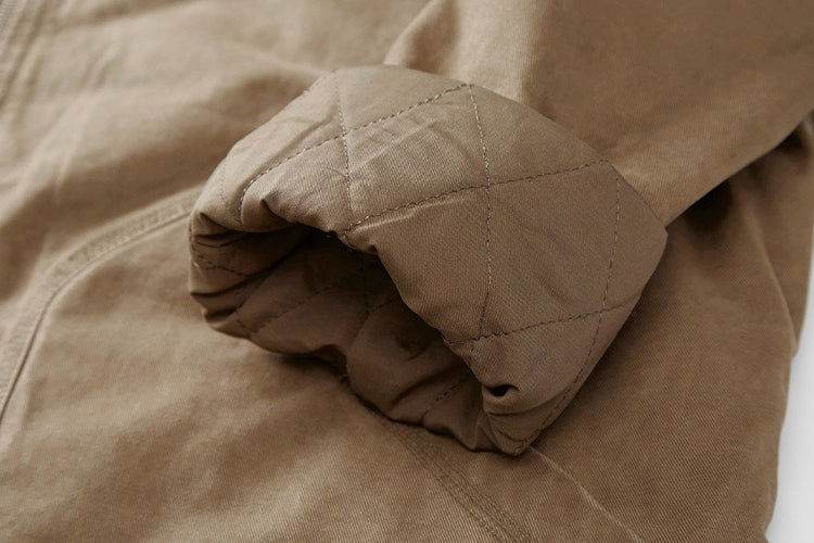 Winter Detroit Heavy Quilted Work Jacket for Men – Loose Fit, Cotton Lined