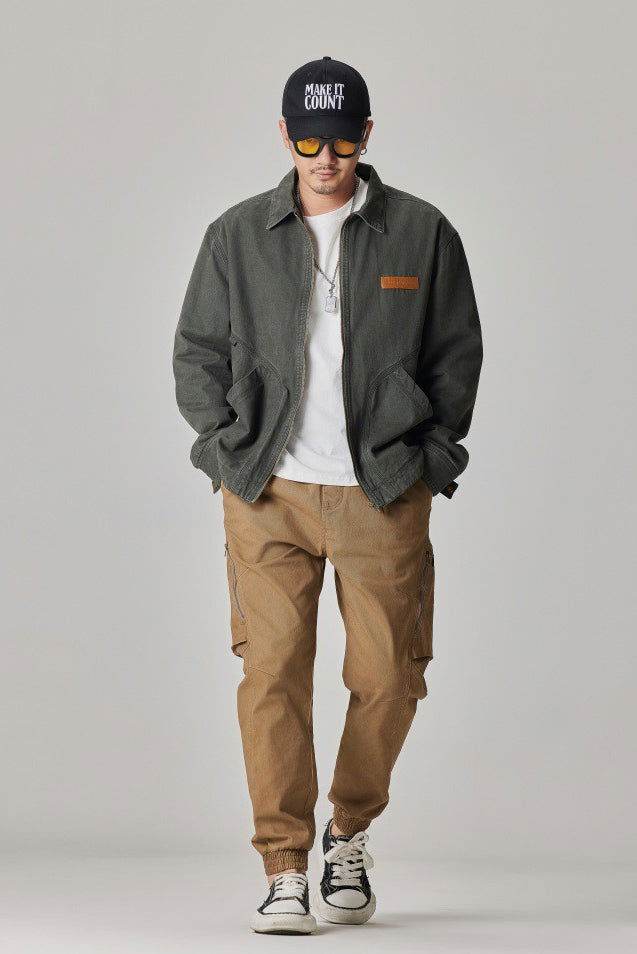 Winter Detroit Heavy Quilted Work Jacket for Men – Loose Fit, Cotton Lined
