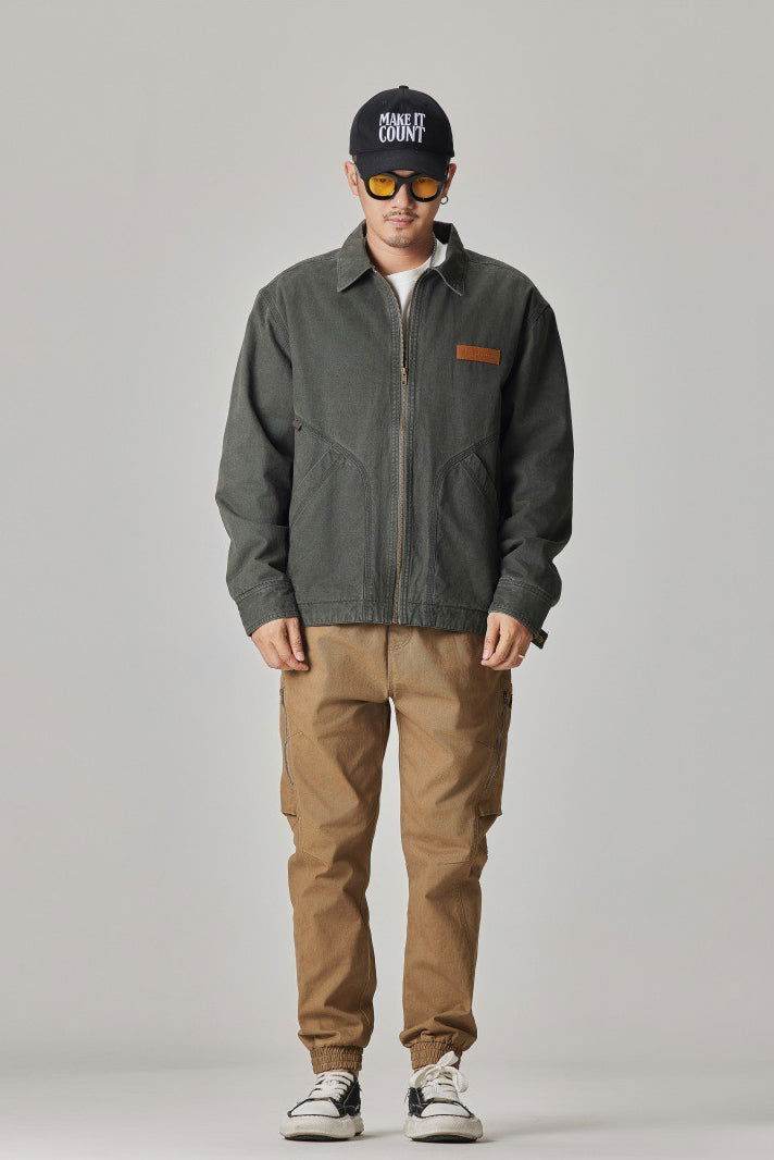 Winter Detroit Heavy Quilted Work Jacket for Men – Loose Fit, Cotton Lined