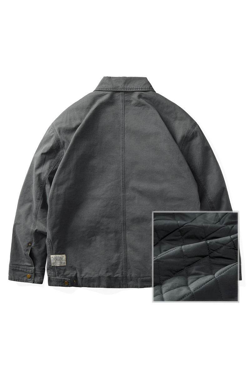 Winter Detroit Heavy Quilted Work Jacket for Men – Loose Fit, Cotton Lined