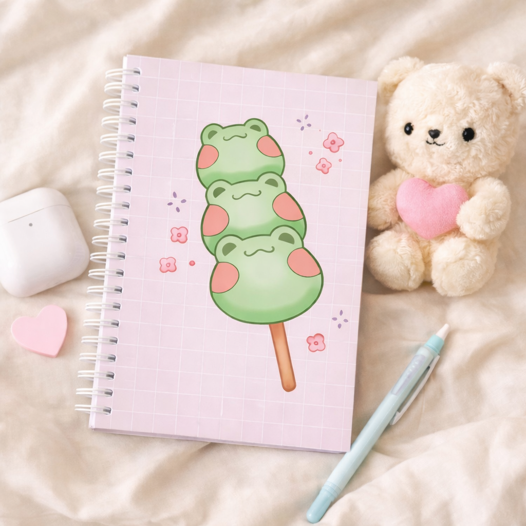 Kawaii Frog Dango Spiral Notebook