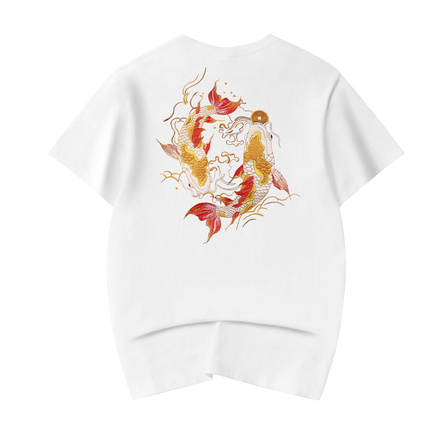 T-shirt brodé poisson koï doré KH852