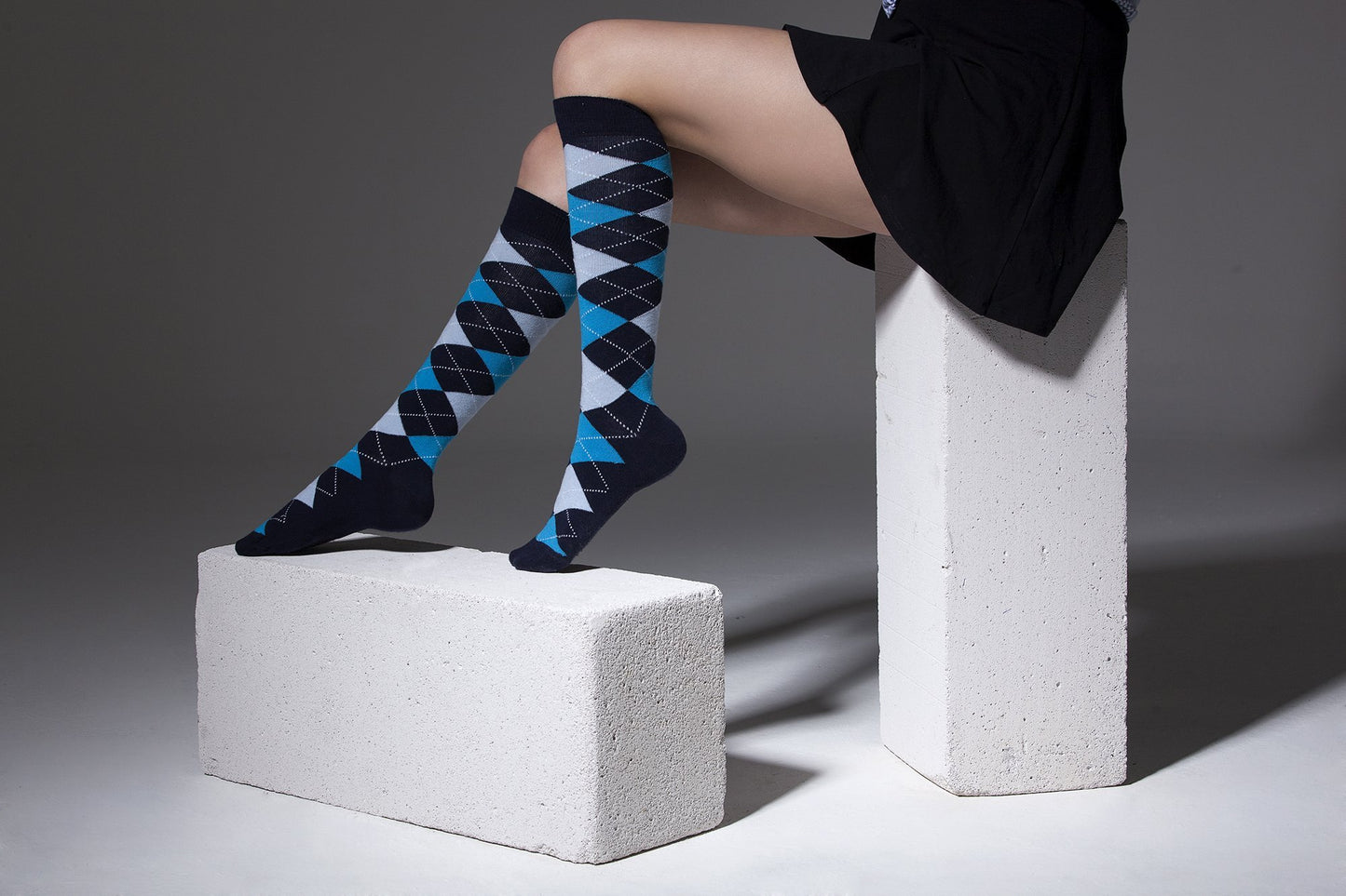 Women's High-Class Argyle Knee High Socks Set