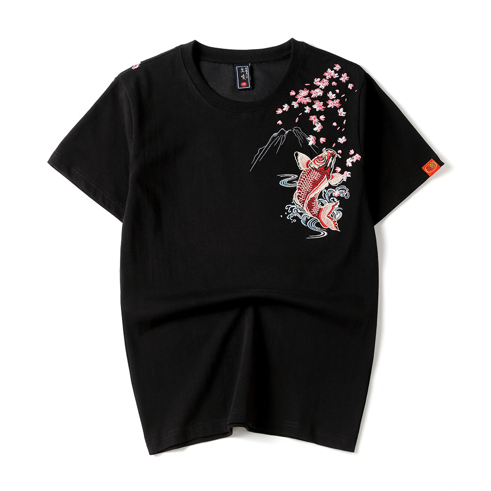 KH628 Red Koi Embroidery Tee