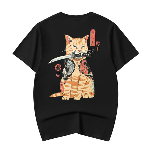 T-shirt YeT014 Samurai Swordart Cat