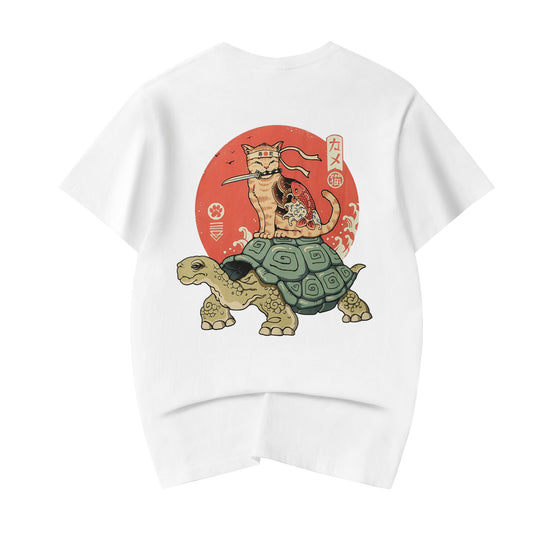 Camiseta YeT018 Tortuga x Gato Samurái