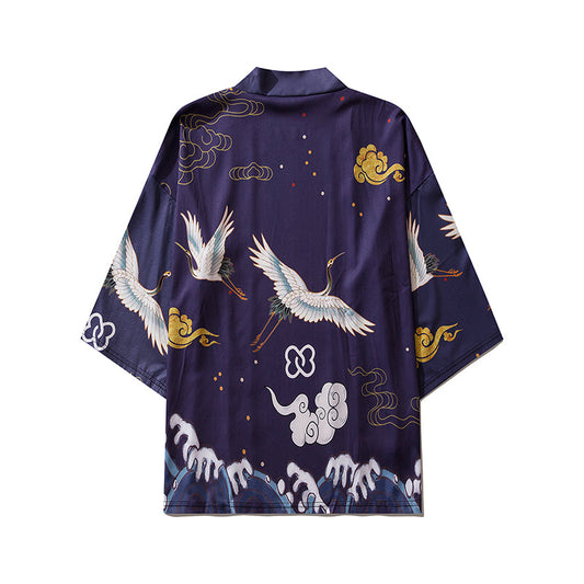 YC6316 Purple Cranes Kimono